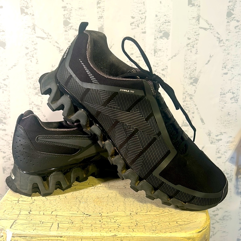 Reebok Mens ZigTech Size 15 Running Shoe Sneaker Black Gray
